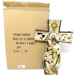 Share JOY Holy Family Cross Christmas Mary Joseph Baby Jesus Plaster 11 inches